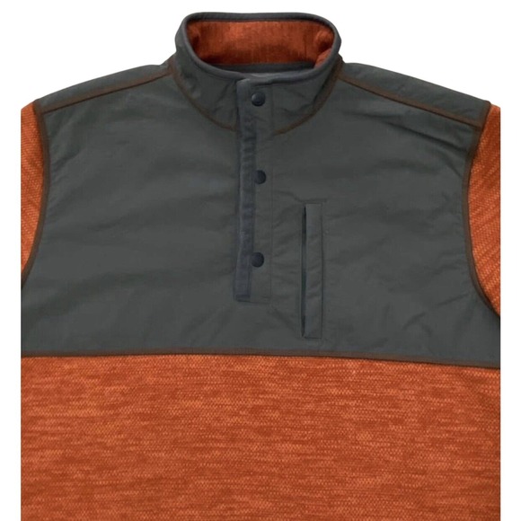G.H. Bass & Co. Men's 1/4 Snap Pullover Fleece Sweatshirt XL Tall Orange Gray - Picture 2 of 5